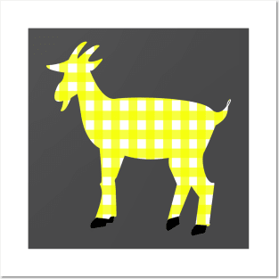 Lispe Goat with Yellow Gingham Check Posters and Art